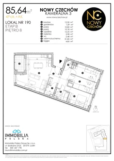 Mieszkanie, 85,64 m², 4 pokoje, piętro 8, oferta nr 190