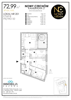 Mieszkanie, 72,99 m², 4 pokoje, piętro 10, oferta nr 201