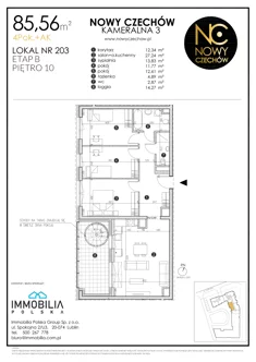 Mieszkanie, 85,56 m², 4 pokoje, piętro 10, oferta nr 203