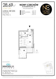 Mieszkanie, 28,69 m², 1 pokój, piętro 1, oferta nr 205