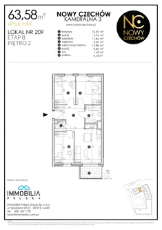 Mieszkanie, 63,58 m², 4 pokoje, piętro 2, oferta nr 209