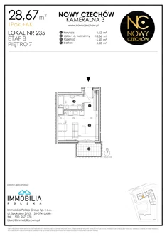 Mieszkanie, 28,67 m², 1 pokój, piętro 7, oferta nr 235