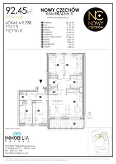 Mieszkanie, 92,45 m², 5 pokoi, piętro 8, oferta nr 238