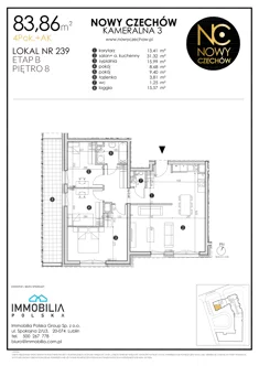 Mieszkanie, 83,86 m², 4 pokoje, piętro 8, oferta nr 239