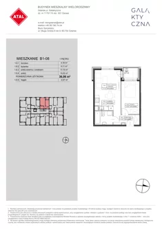 Mieszkanie, 36,06 m², 2 pokoje, piętro 1, oferta nr B1-08