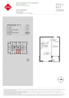 Mieszkanie, 36,06 m², 2 pokoje, piętro 1, oferta nr B1-11