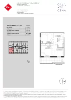 Mieszkanie, 43,83 m², 2 pokoje, piętro 2, oferta nr B1-19