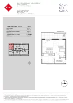 Mieszkanie, 43,83 m², 2 pokoje, piętro 2, oferta nr B1-20