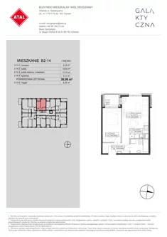 Mieszkanie, 36,06 m², 2 pokoje, piętro 1, oferta nr B2-14