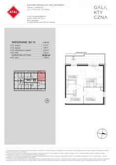 Mieszkanie, 43,83 m², 2 pokoje, piętro 2, oferta nr B2-16