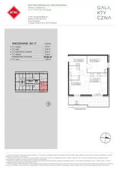 Mieszkanie, 43,83 m², 2 pokoje, piętro 2, oferta nr B2-17