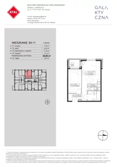 Mieszkanie, 36,06 m², 2 pokoje, piętro 1, oferta nr B3-11