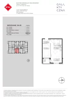 Mieszkanie, 36,06 m², 2 pokoje, piętro 1, oferta nr B4-08