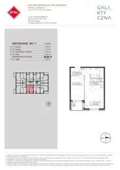 Mieszkanie, 36,06 m², 2 pokoje, piętro 1, oferta nr B6-11