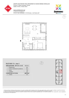 Mieszkanie, 46,78 m², 2 pokoje, piętro 4, oferta nr B7A-K1-4-45