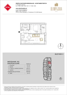 Mieszkanie, 37,51 m², 2 pokoje, piętro 2, oferta nr C-02-16C