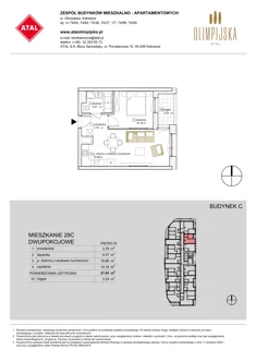 Mieszkanie, 37,93 m², 2 pokoje, piętro 3, oferta nr C-03-29C