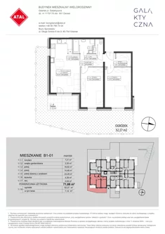 Mieszkanie, 71,66 m², 3 pokoje, parter, oferta nr B1-01