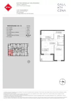 Mieszkanie, 48,79 m², 3 pokoje, piętro 1, oferta nr B1-13