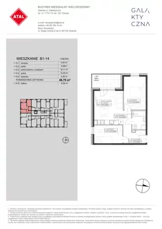 Mieszkanie, 48,79 m², 3 pokoje, piętro 1, oferta nr B1-14