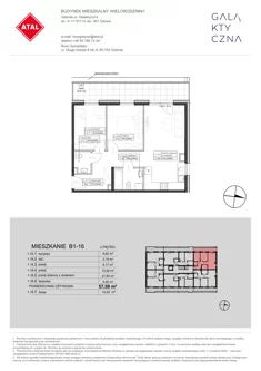 Mieszkanie, 57,59 m², 3 pokoje, piętro 2, oferta nr B1-16