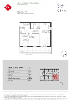 Mieszkanie, 57,59 m², 3 pokoje, piętro 2, oferta nr B1-17