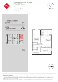 Mieszkanie, 48,79 m², 3 pokoje, piętro 1, oferta nr B2-08