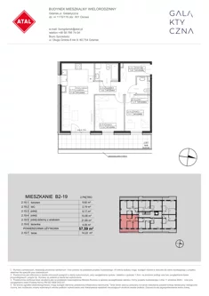 Mieszkanie, 57,59 m², 3 pokoje, piętro 2, oferta nr B2-19