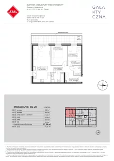 Mieszkanie, 57,59 m², 3 pokoje, piętro 2, oferta nr B2-20