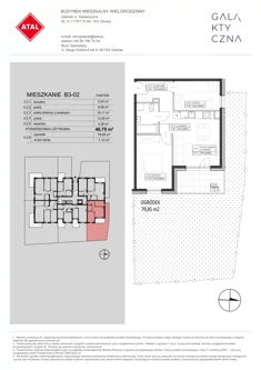 Mieszkanie, 48,79 m², 3 pokoje, parter, oferta nr B3-02