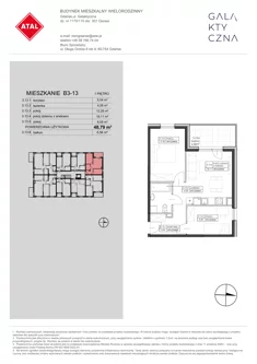 Mieszkanie, 48,79 m², 3 pokoje, piętro 1, oferta nr B3-13