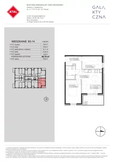 Mieszkanie, 48,79 m², 3 pokoje, piętro 1, oferta nr B3-14