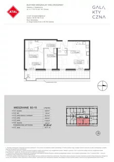 Mieszkanie, 57,25 m², 3 pokoje, piętro 2, oferta nr B3-15