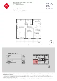 Mieszkanie, 57,37 m², 3 pokoje, piętro 2, oferta nr B3-16