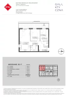 Mieszkanie, 57,59 m², 3 pokoje, piętro 2, oferta nr B3-17