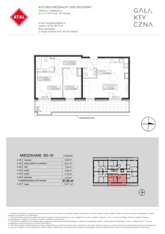 Mieszkanie, 57,25 m², 3 pokoje, piętro 2, oferta nr B5-18