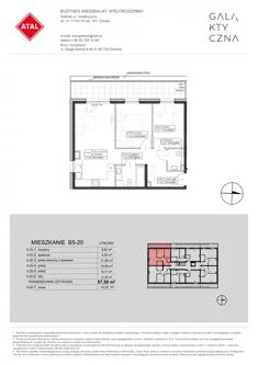 Mieszkanie, 57,59 m², 3 pokoje, piętro 2, oferta nr B5-20