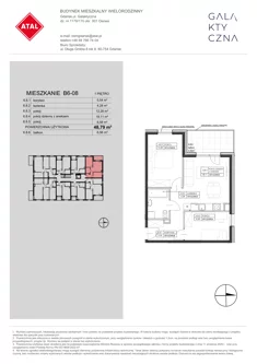 Mieszkanie, 48,79 m², 3 pokoje, piętro 1, oferta nr B6-08