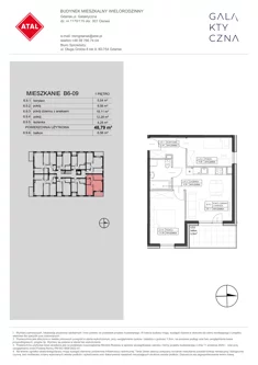 Mieszkanie, 48,79 m², 3 pokoje, piętro 1, oferta nr B6-09