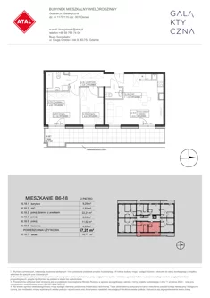 Mieszkanie, 57,25 m², 3 pokoje, piętro 2, oferta nr B6-18