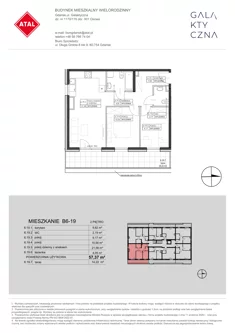 Mieszkanie, 57,37 m², 3 pokoje, piętro 2, oferta nr B6-19