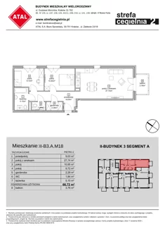 Mieszkanie, 66,72 m², 3 pokoje, piętro 2, oferta nr II-B3.A.M18