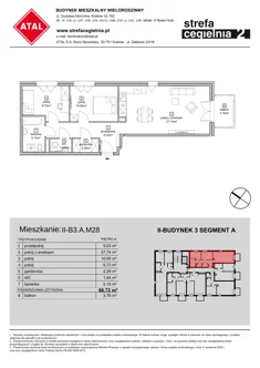 Mieszkanie, 66,72 m², 3 pokoje, piętro 4, oferta nr II-B3.A.M28