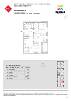 Mieszkanie, 51,86 m², 3 pokoje, piętro 3, oferta nr B7A-K1-3-34