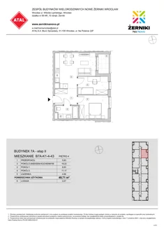 Mieszkanie, 49,71 m², 3 pokoje, piętro 4, oferta nr B7A-K1-4-43