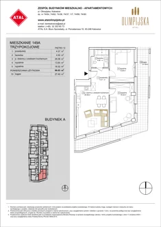 Mieszkanie, 66,03 m², 3 pokoje, piętro 12, oferta nr A-12-149A