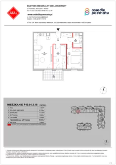 Mieszkanie, 53,99 m², 3 pokoje, piętro 3, oferta nr P10.01.3.18