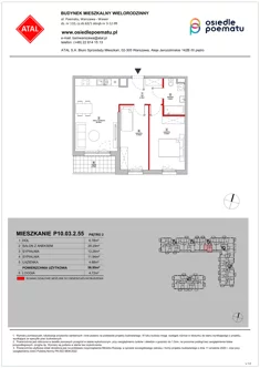 Mieszkanie, 56,95 m², 3 pokoje, piętro 2, oferta nr P10.03.2.55