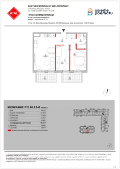 Mieszkanie, 56,57 m², 3 pokoje, piętro 1, oferta nr P11.06.1.146