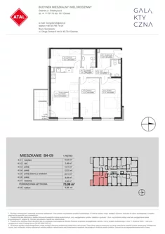 Mieszkanie, 73,08 m², 4 pokoje, piętro 1, oferta nr B4-09